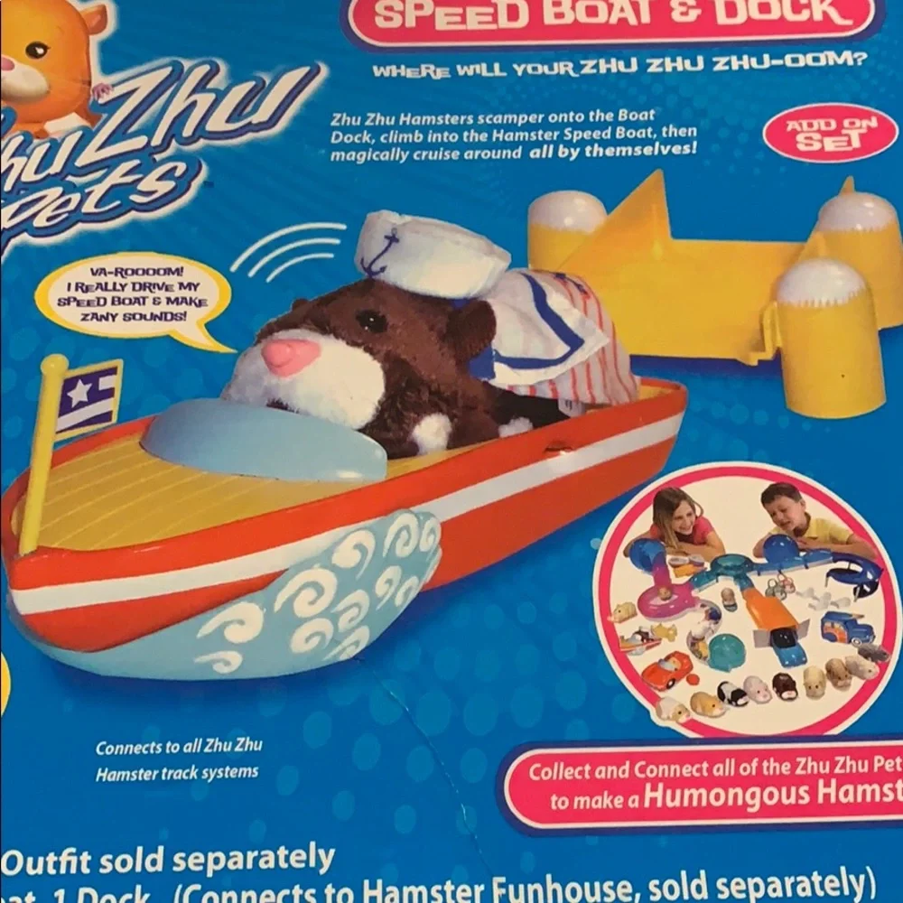 2010 Zhu Zhu Pets Speed Boat & Dock Accessory Ages 4+ NIB